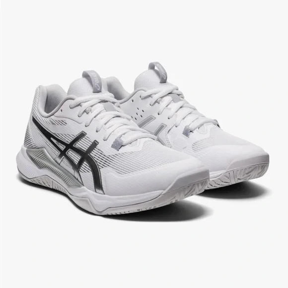 Asics White and Gray Athletic Shoes with Breathable Mesh - Picture 1 of 9